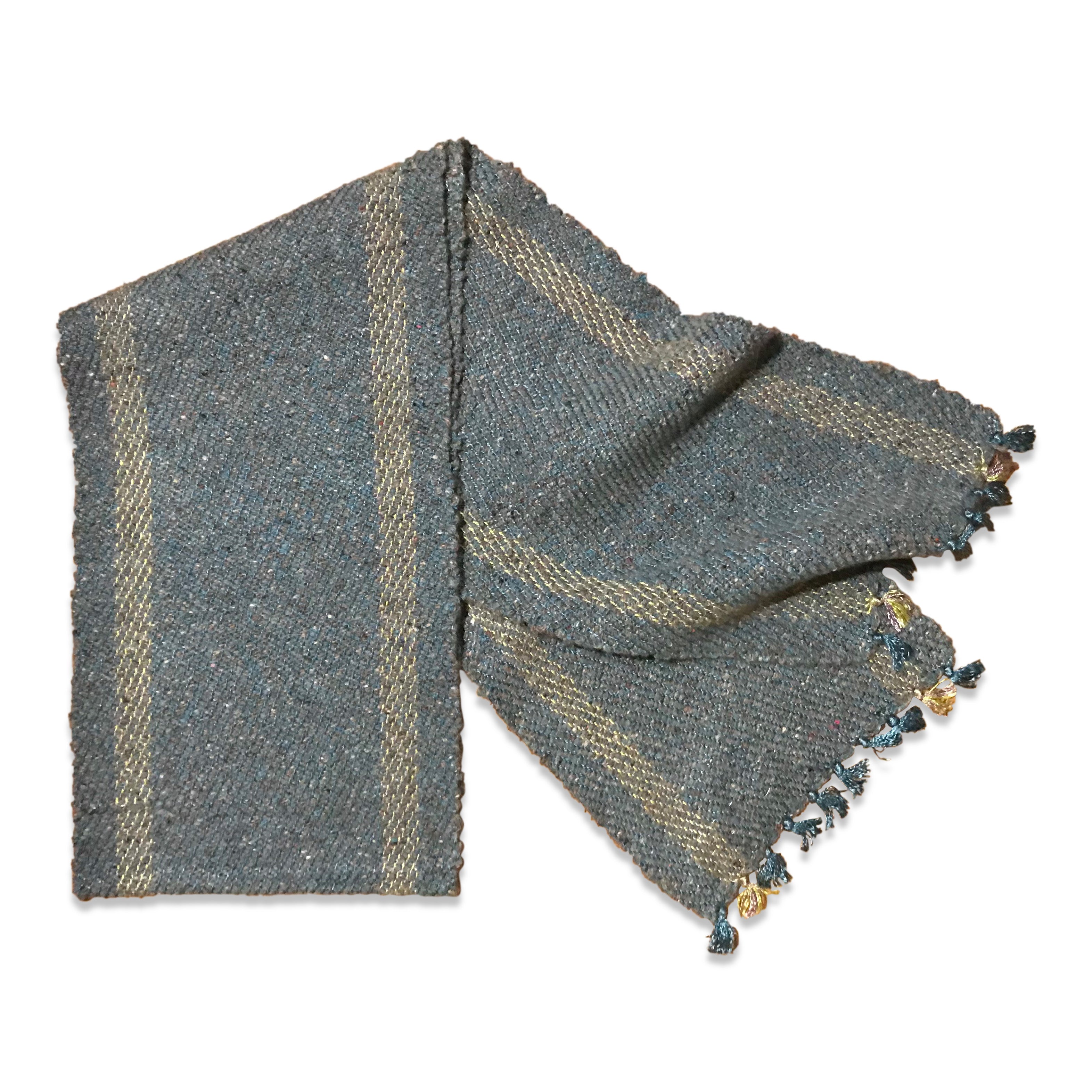 Grey Blue Tweed Cashmere Scarf