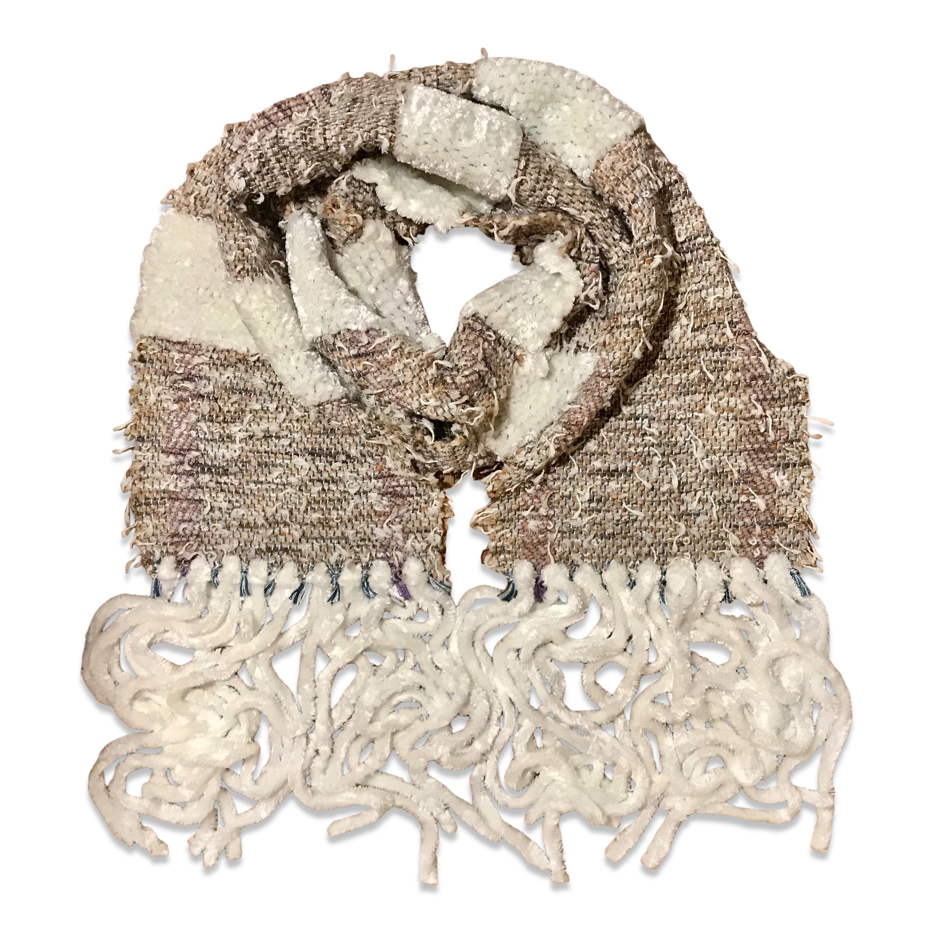 White Chenille Fringe Scarf