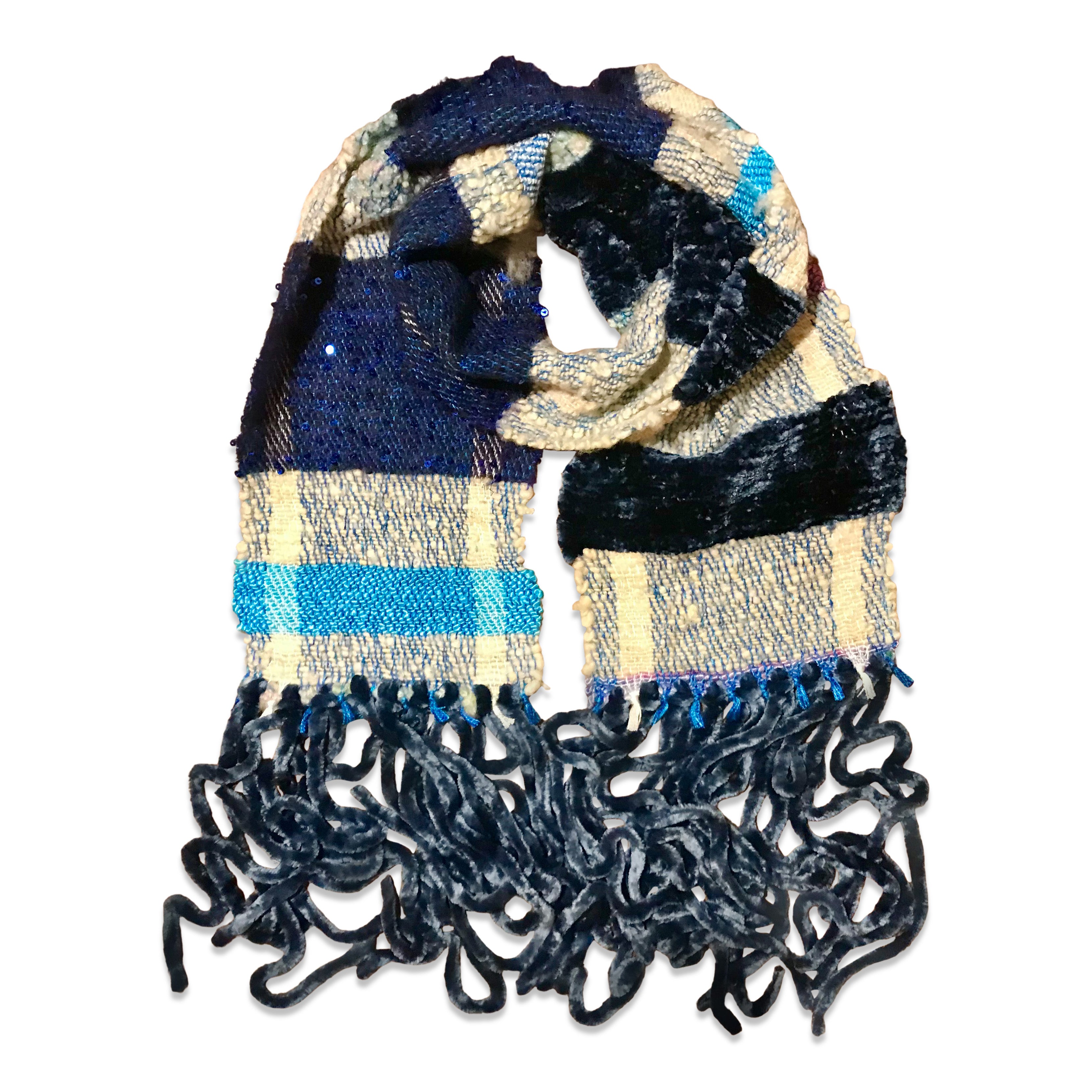 The Best Navy Chenille Stripe Scarf